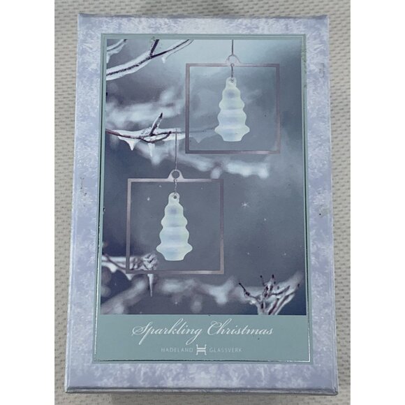 Hadeland Glassverk Other - Hadeland Glassverk Frosted Glass Christmas Tree Ornaments In Frame Set Of 2 VTG